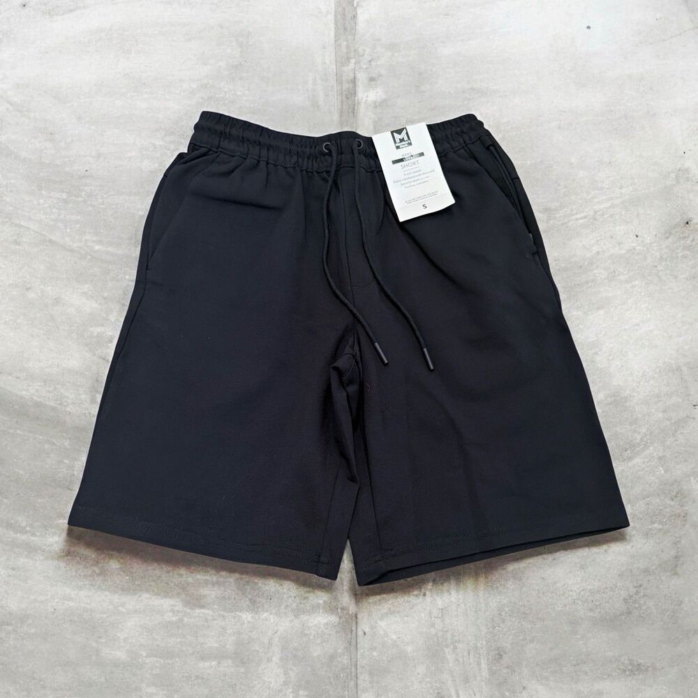 Member's Mark Men's Luxe Shorts Black Solid 7" Inseam Drawstring Elastic Waist